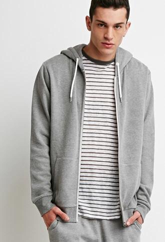 21 Men Zip Up Hoodie (light Heather Grey)