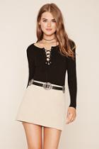 Forever21 Women's  Black Lace-up Sweater Top