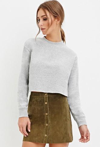 Forever21 Raw-cut Cropped Sweatshirt