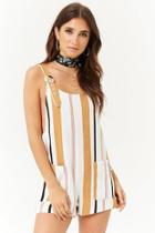 Forever21 Boxy Striped Buckle-strap Romper