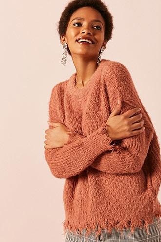 Forever21 Distressed Fuzzy Knit Sweater