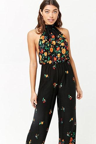 Forever21 Floral Halter Jumpsuit
