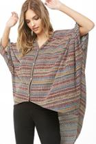 Forever21 Striped High-low Poncho