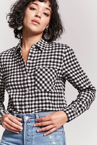 Forever21 Gingham Button-front Shirt