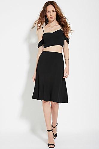 Love21 Women's  Black Contemporary Cami Crop Top