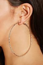Forever21 Silver Oversized Etched Hoop Earrings
