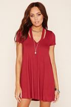 Forever21 Women's  Burgundy Cutout T-shirt Dress