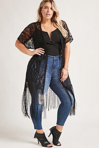 Forever21 Plus Size Eyelash Lace Kimono