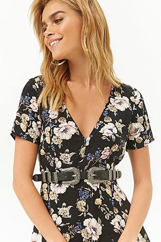 Forever21 Faux Leather Double-buckle Hip Belt