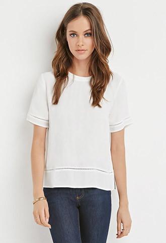 Forever21 Boxy Crochet-trimmed Blouse