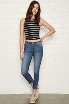 Forever21 Women's  Medium Denim Raw-cut Skinny Ankle Jeans