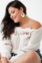 Forever21 Plus Size Floral-embroidered Crop Top