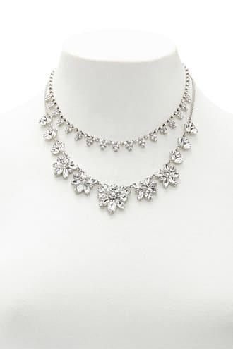 Forever21 Rhinestone Cluster Necklace Set