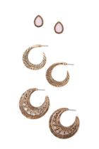 Forever21 Antique Gold & Blush Faux Stone Earring Set