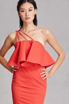 Forever21 Women's  Red Selfie Leslie Flounce Dress