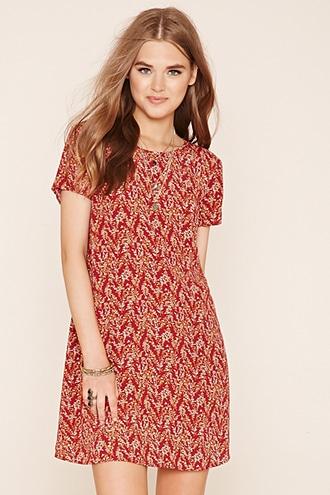 Forever21 Women's  Leaf Print Shift Dress