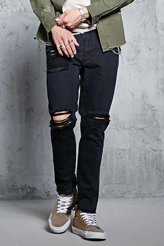 Forever21 Distressed Camo Patch Jeans