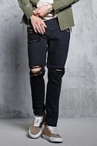 Forever21 Distressed Camo Patch Jeans