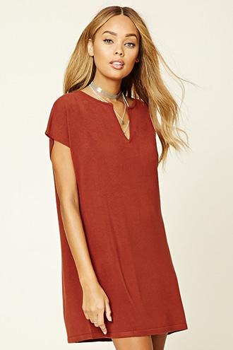 Forever21 Women's  Rust Boxy Knit Mini Dress