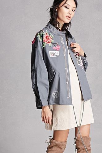 Forever21 Floral Embroidered Jacket