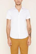 21 Men Men's  White Buttoned Cotton-blend Shirt