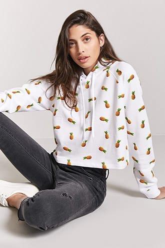 Forever21 Pineapple Print Raglan Hoodie
