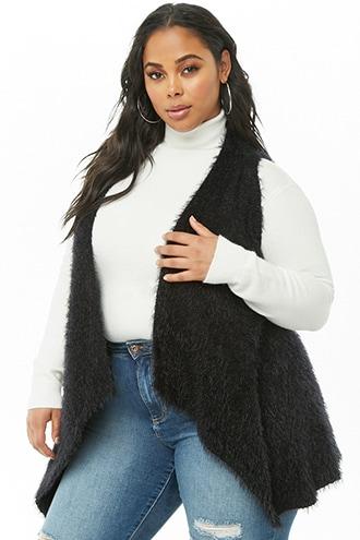 Forever21 Plus Size Fuzzy Drape-front Vest