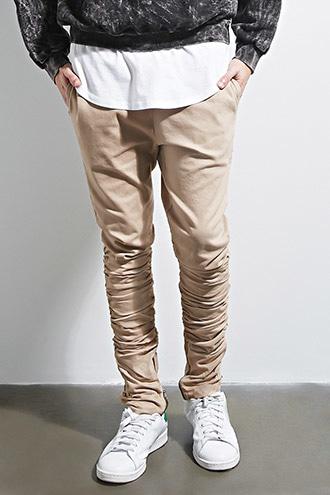 21 Men Men's  Tan Eptm. Ruched Zip-hem Pants
