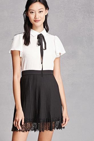 Forever21 Tie-front Combo Dress