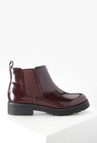 Forever21 Women's  Faux Patent Leather Boots (burgundy)
