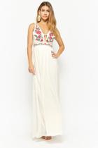 Forever21 Plunging Embroidered Floral Gown