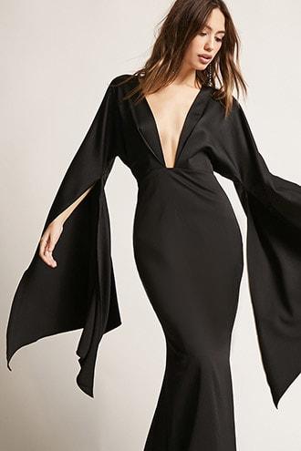 Forever21 Plunging Cape-sleeve Gown