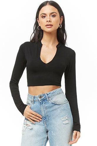 Forever21 Split-neck Crop Top