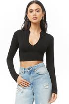 Forever21 Split-neck Crop Top