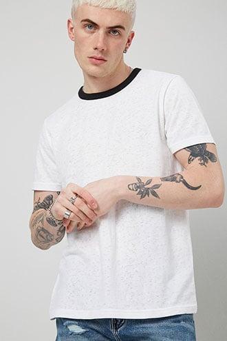 Forever21 Burnout Contrast Crew Neck Tee