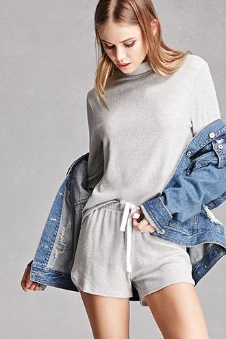 Forever21 Waffle Knit Mock Neck Top