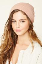 Forever21 Women's  Light Pink Fitted Glitter Knit Beanie