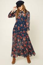 Forever21 Women's  Floral Peasant Maxi Dress
