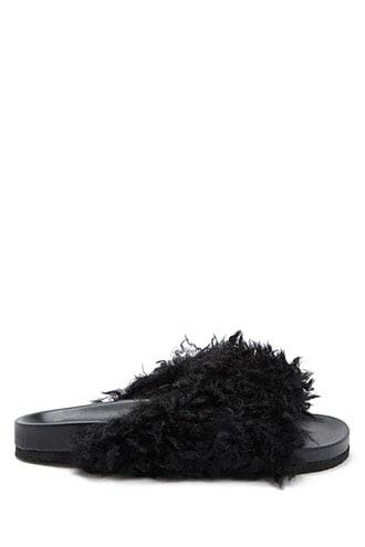 Forever21 Shaggy Faux Fur Slide Sandals