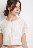 Forever21 Ornate Embroidered Mesh Top
