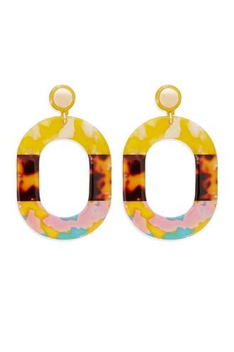 Forever21 Tortoiseshell & Marble Hoop Drop Earrings