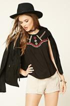 Forever21 Embroidered Tribal-inspired Top