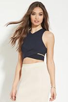 Forever21 Women's  Cutout Crisscross-hem Top