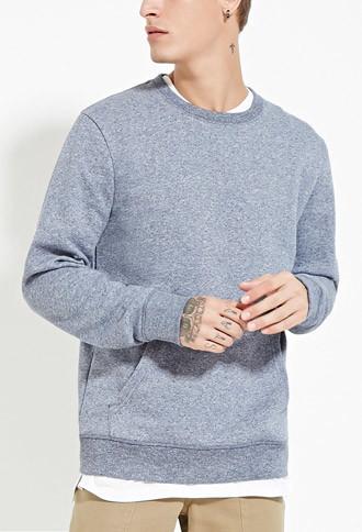 21 Men Men's  Marled Crew Neck Sweatshirt
