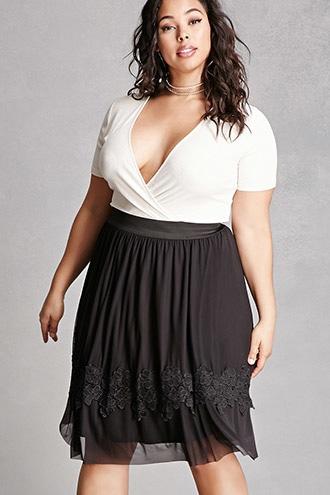 Forever21 Plus Size Crochet Trim Skirt