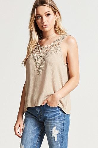 Forever21 Crochet-trim Tank Top