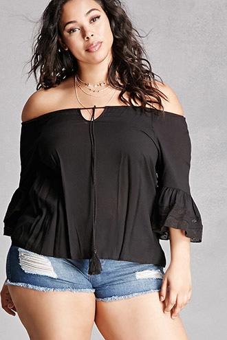 Forever21 Plus Size Tassel Peasant Blouse