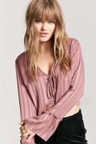 Forever21 Striped Button-front Top