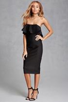 Forever21 Women's  Black Strapless Flounce Dress