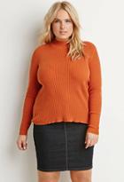 Forever21 Plus Women's  Ribbed Mock Neck Sweater (amber)